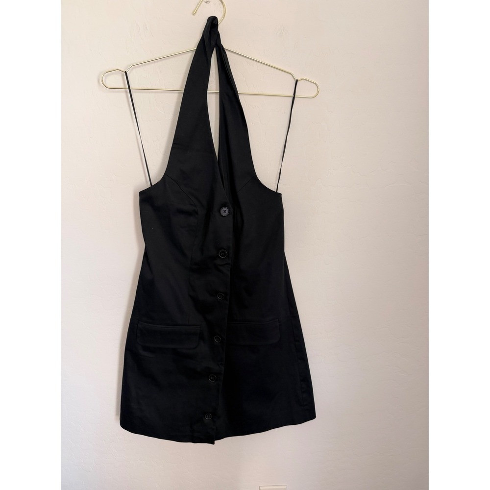 Abercrombie & Fitch Womens Small Black Halter Vest Button Front Mini Dress S